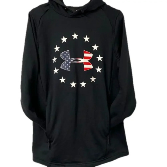 Under Armour Freedom Tech Terry Black Hoodie‎ Men’s Medium - Picture 1 of 9